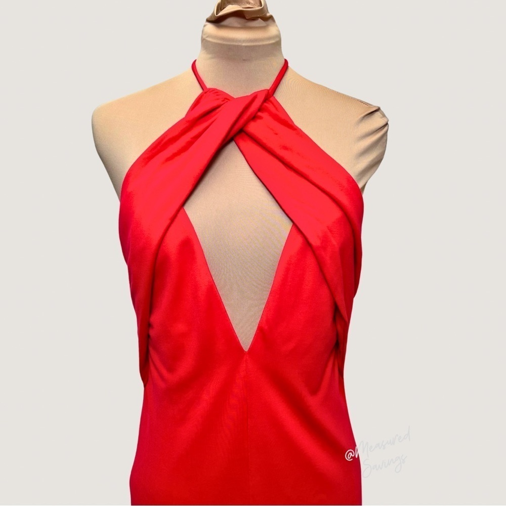 Large NWT - Revolve: Lovers + Friends Red Keyhole Halter Backless Dress - Rosa - Picture 3 of 8